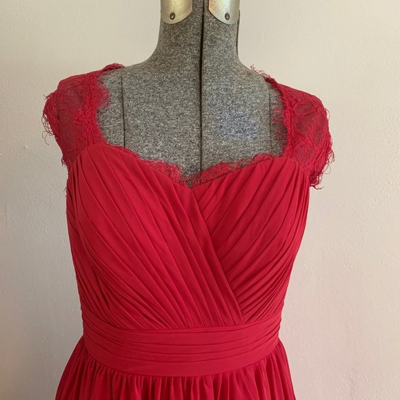 Red Bridesmaid Gown Sz M - Picture 2 of 7